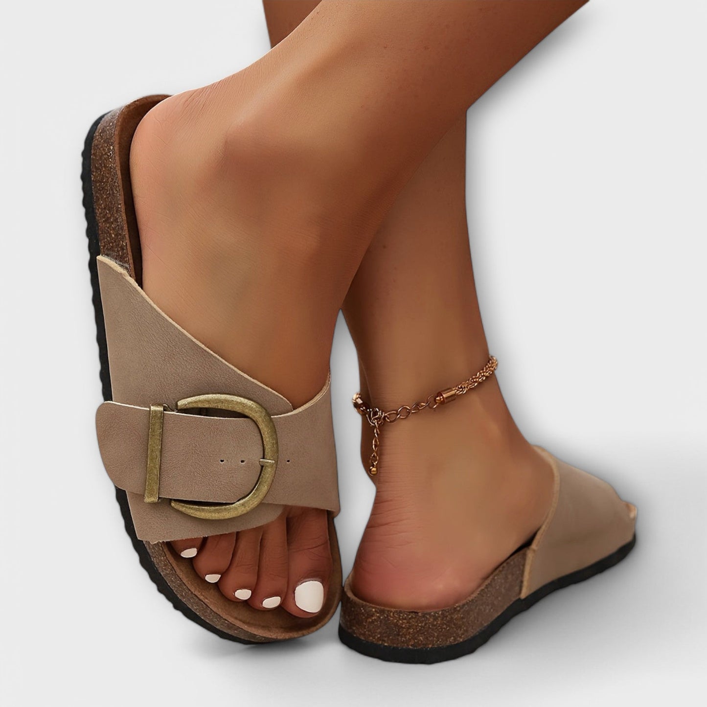 María | Chanclas de corcho de correa con hebilla