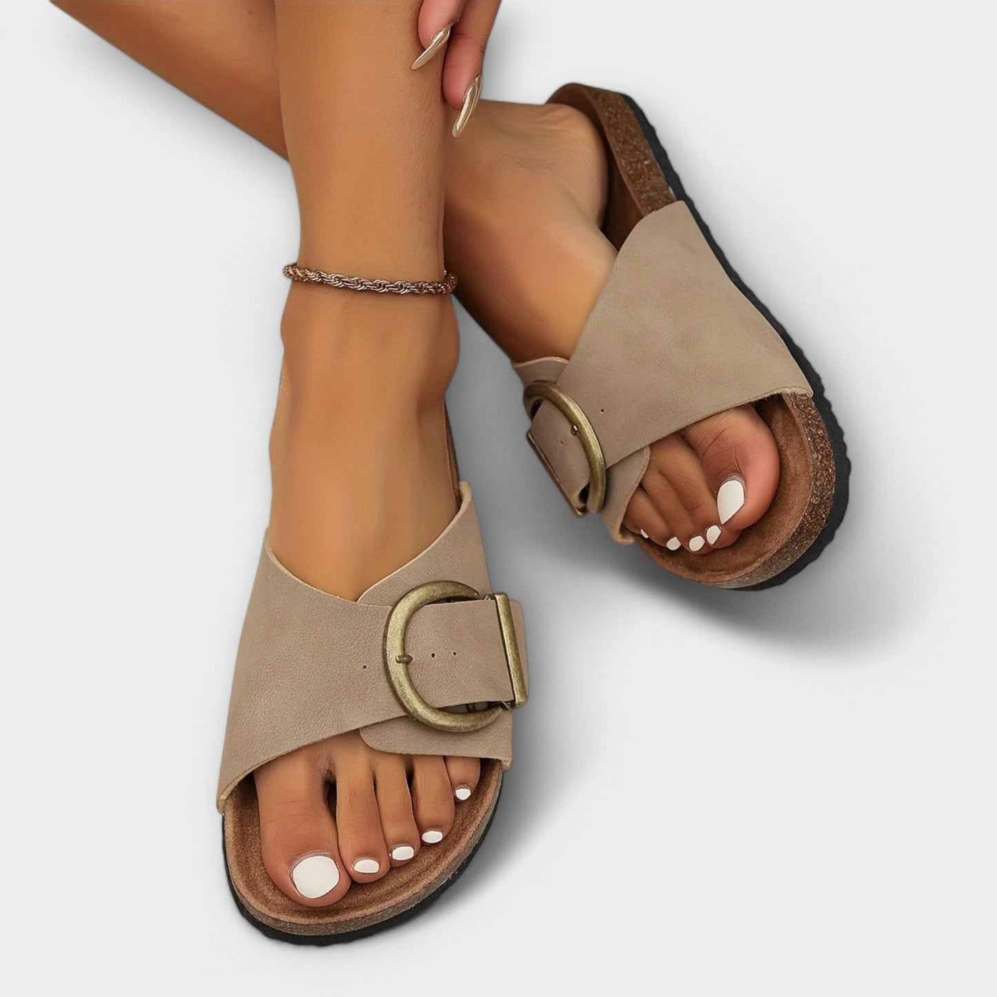 María | Chanclas de corcho de correa con hebilla