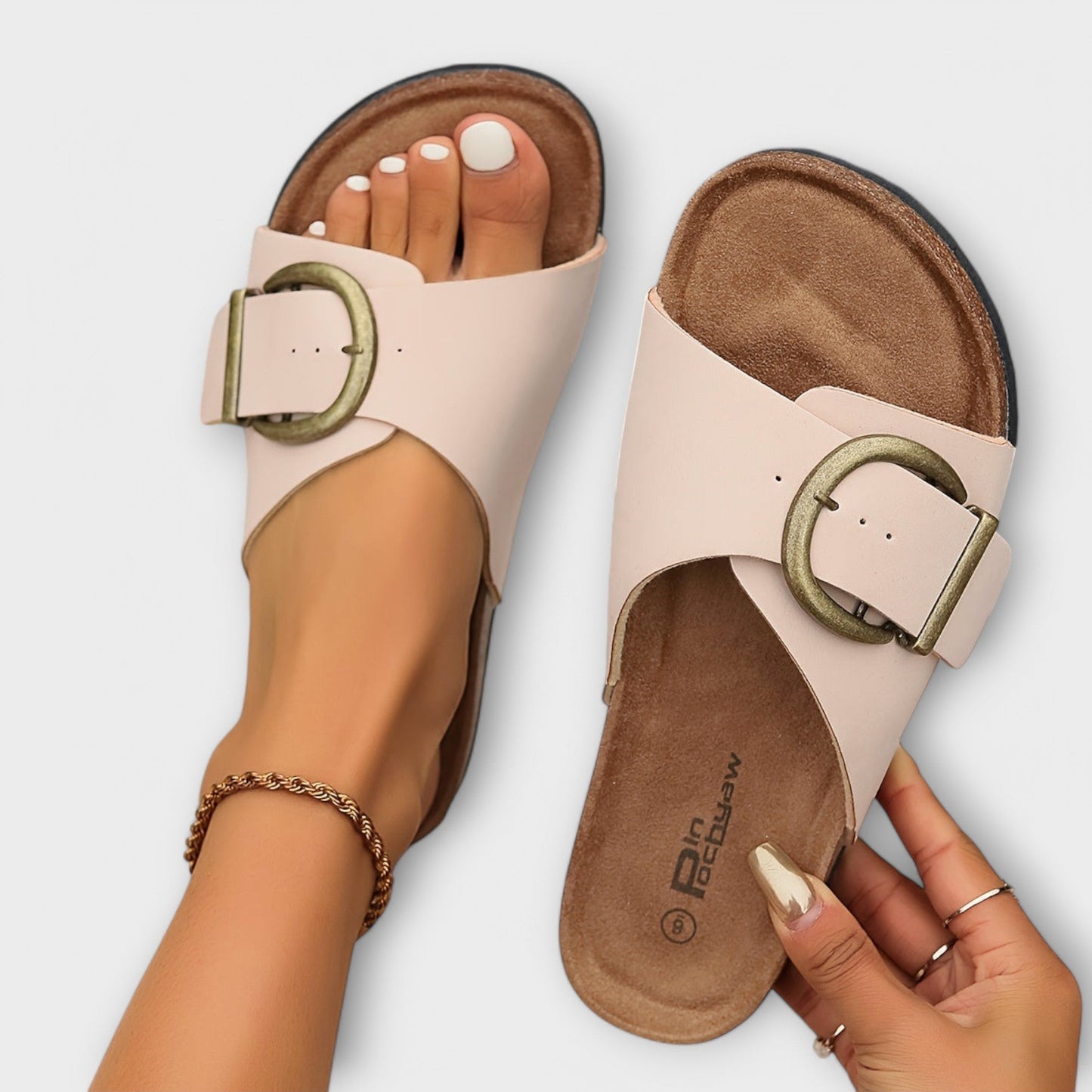 María | Chanclas de corcho de correa con hebilla